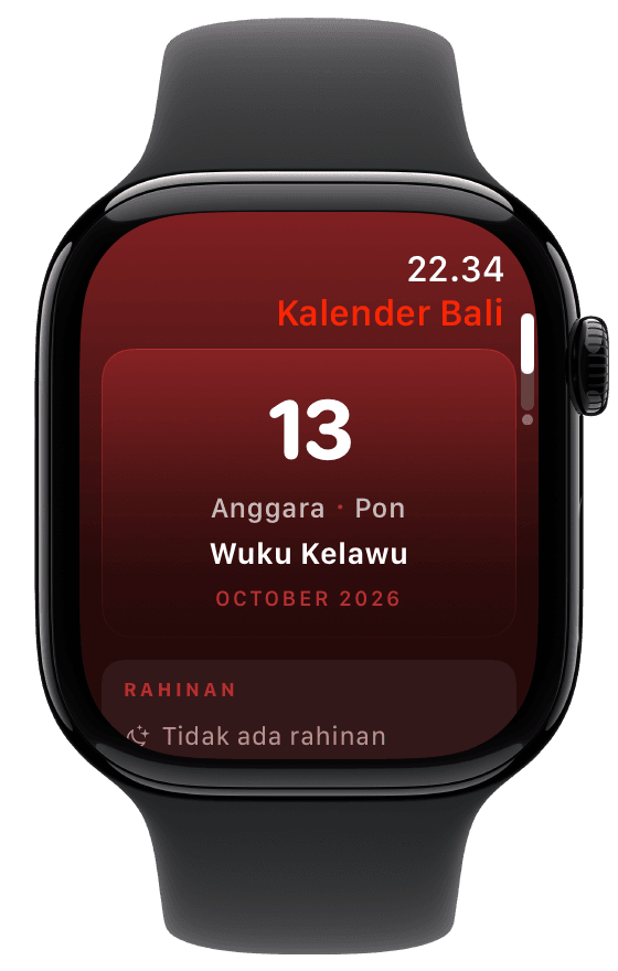 Kalender Bali di Apple Watch