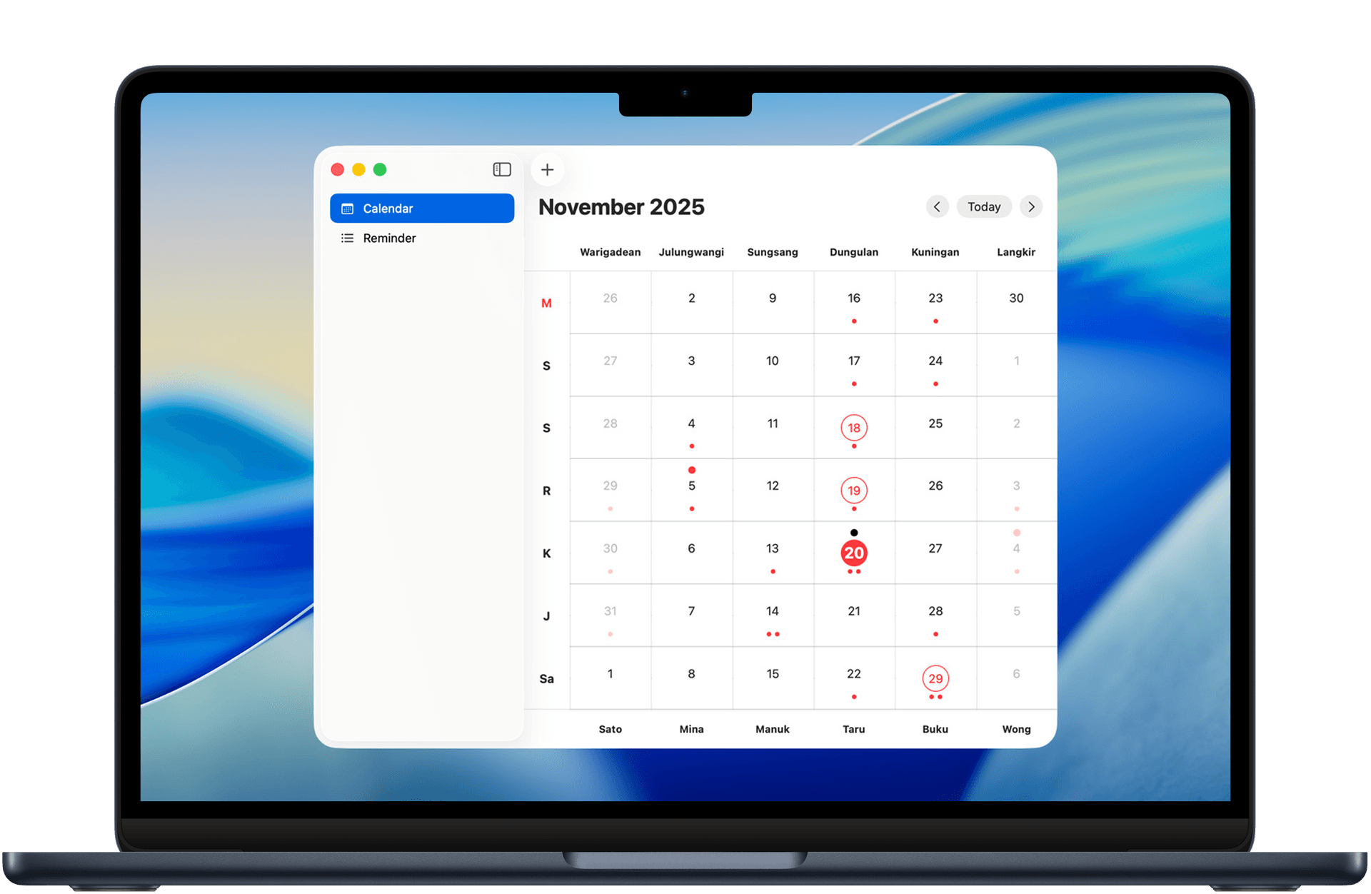 Kalender Bali di Mac