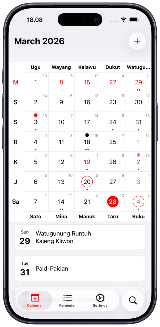Kalender Bali Calendar Page