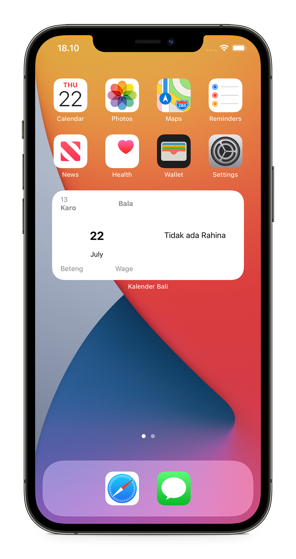 Kalender Bali iOS 14 Homescreen Wiget